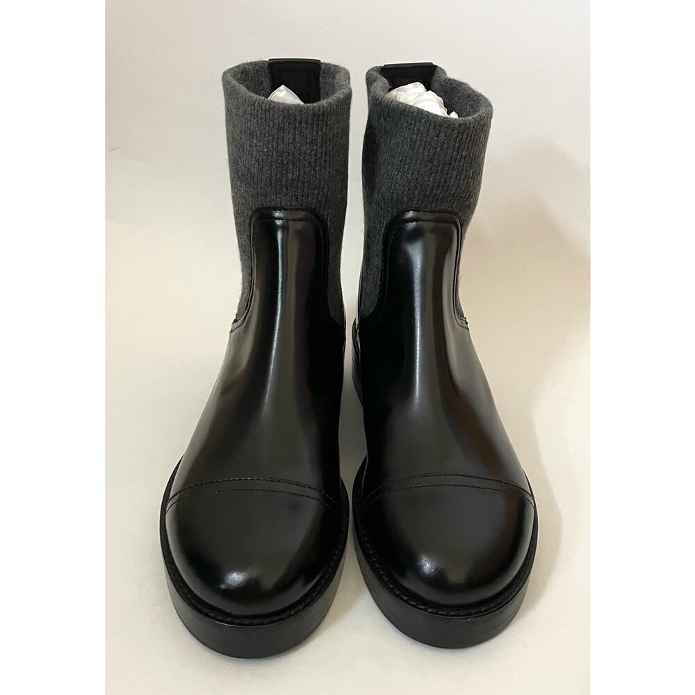 J. Crew Italian Leather Rib Cut Off Boots Black Size 7 NEW - Picture 3 of 8